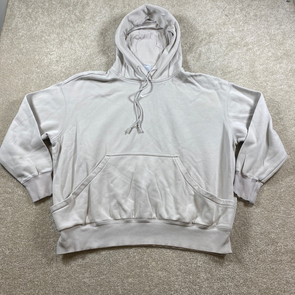 Nike Hoodie Mens Large Sanddrift Solo Swoosh Fleece Oversized DQ5860-104